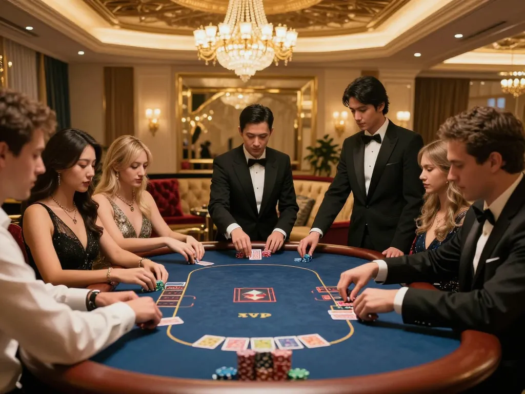 Experience the thrill of poker at 58Win's luxurious VIP gaming area with elite players.