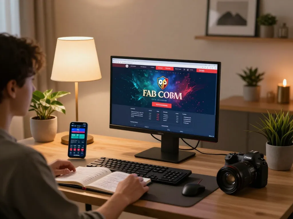 Engaging with the fabet com online casino interface at a modern home office setup