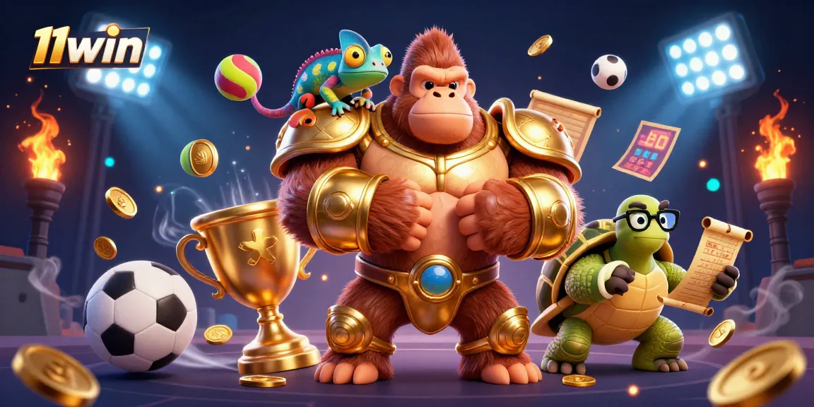 Engage with thrilling gameplay at 11win featuring a gorilla king, chameleon spy, and sports betting elements.