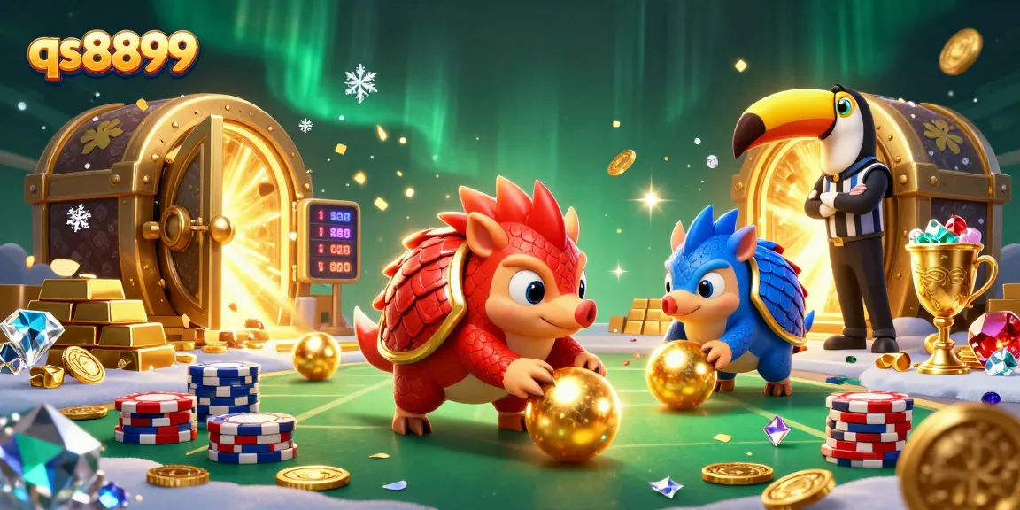 Experience the excitement at qs8899 with animated pangolins bowling through poker chips.