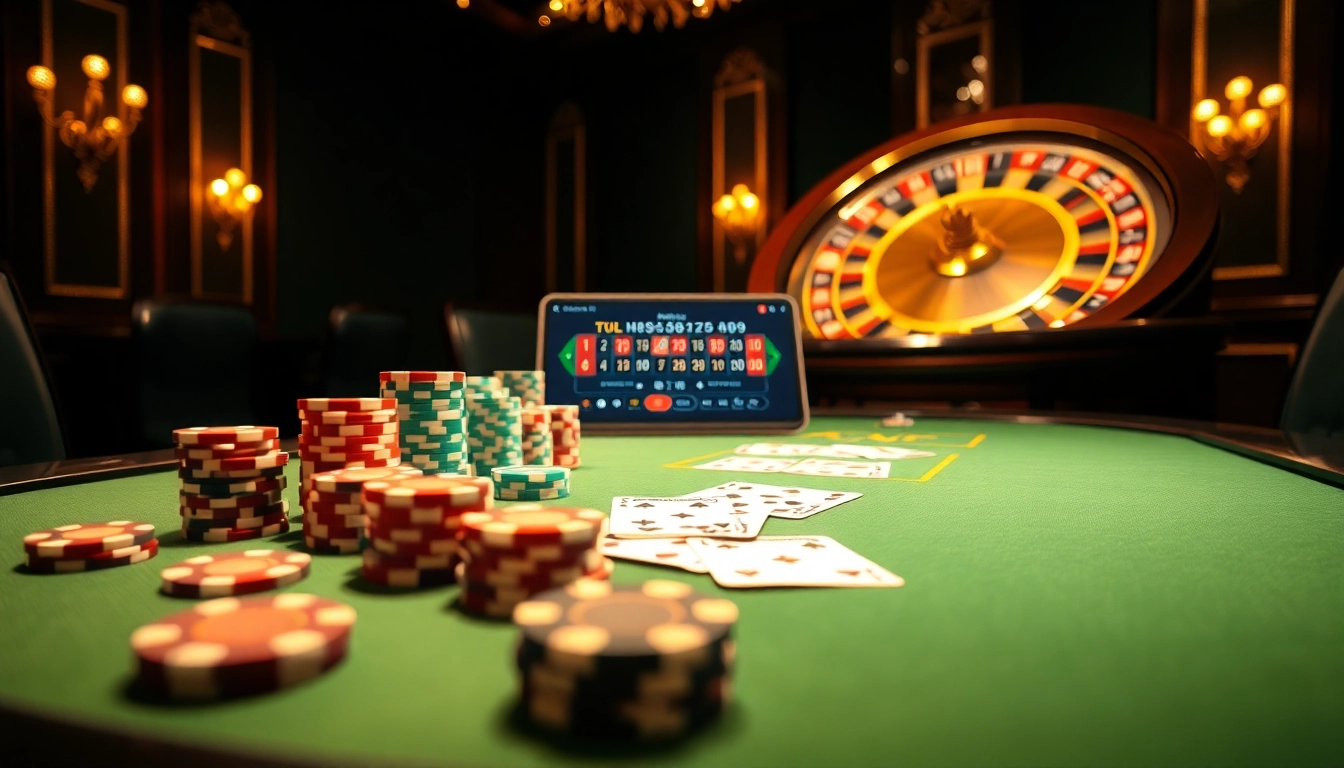 Experience the thrill of online gambling at mmoo com with a luxurious poker table setup.