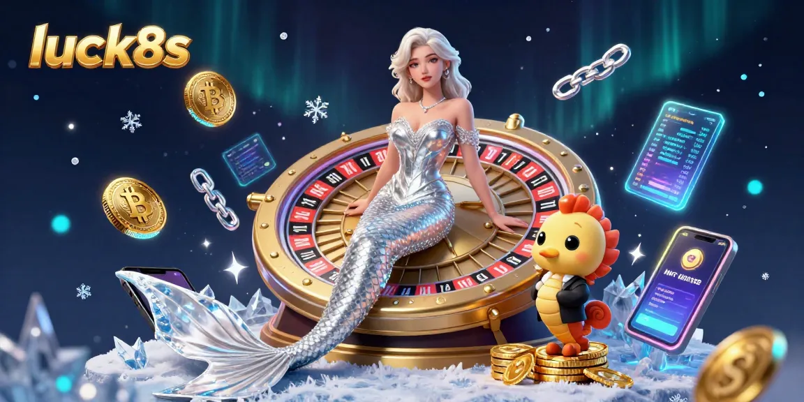 Experience exhilarating wins at luck8s with vibrant casino elements in a stunning 3D illustration.