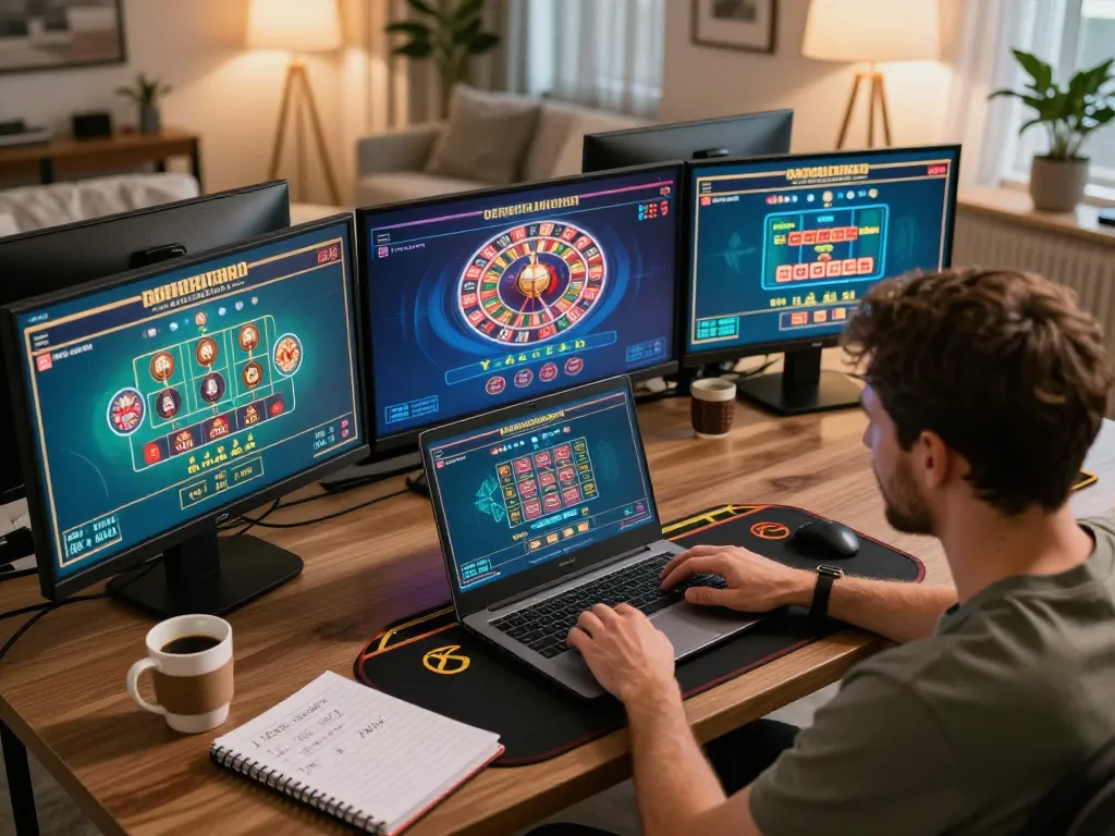 Player enjoying live dealer games at 33win online casino from a stylish home setup
