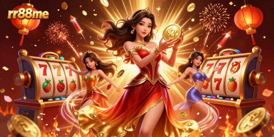 Experience the thrill of gaming at rr88me with golden coins and vibrant casino elements.