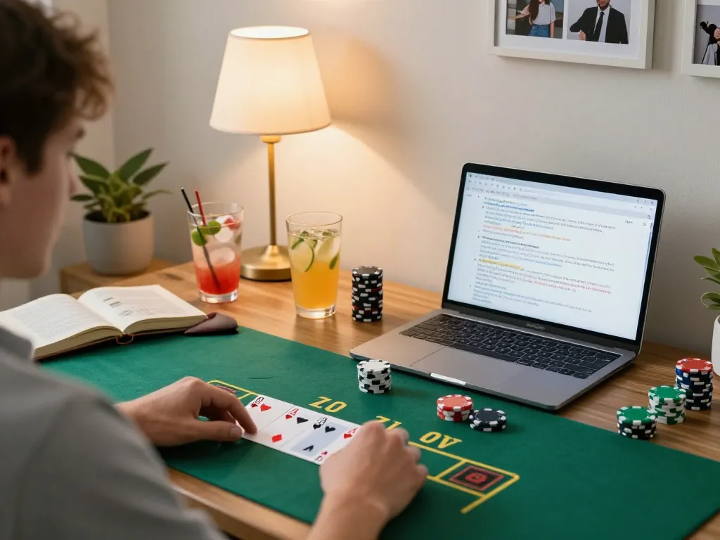 sunwin player enjoying an exciting online blackjack game on tablet at home