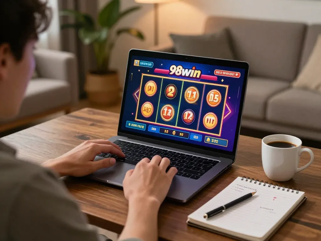 Engaging in an exciting game on 98win while managing bets in a cozy home setting.