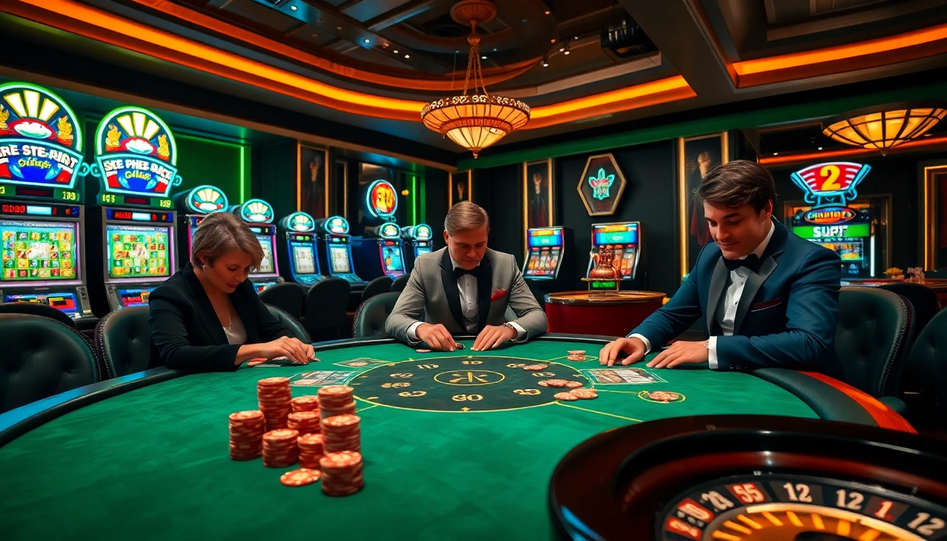 Experience high-stakes excitement at Good88's luxurious casino tables with vibrant action.