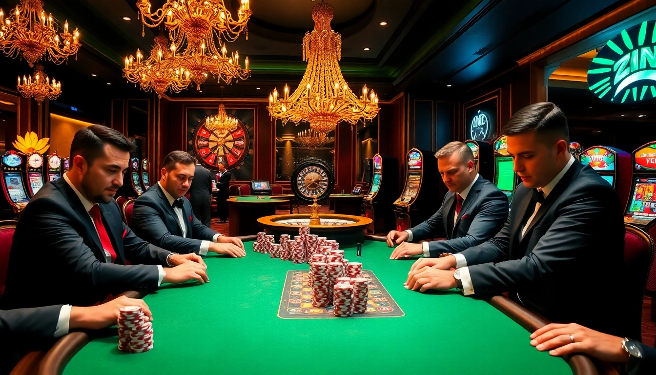 Experience thrilling poker action at https://zing88.design/ with glamorous tables and vibrant casino lights.