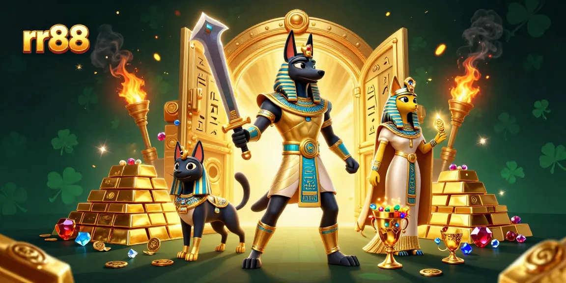 Experience epic wins at rr88 with Anubis and Bastet amidst treasures and golden game elements.