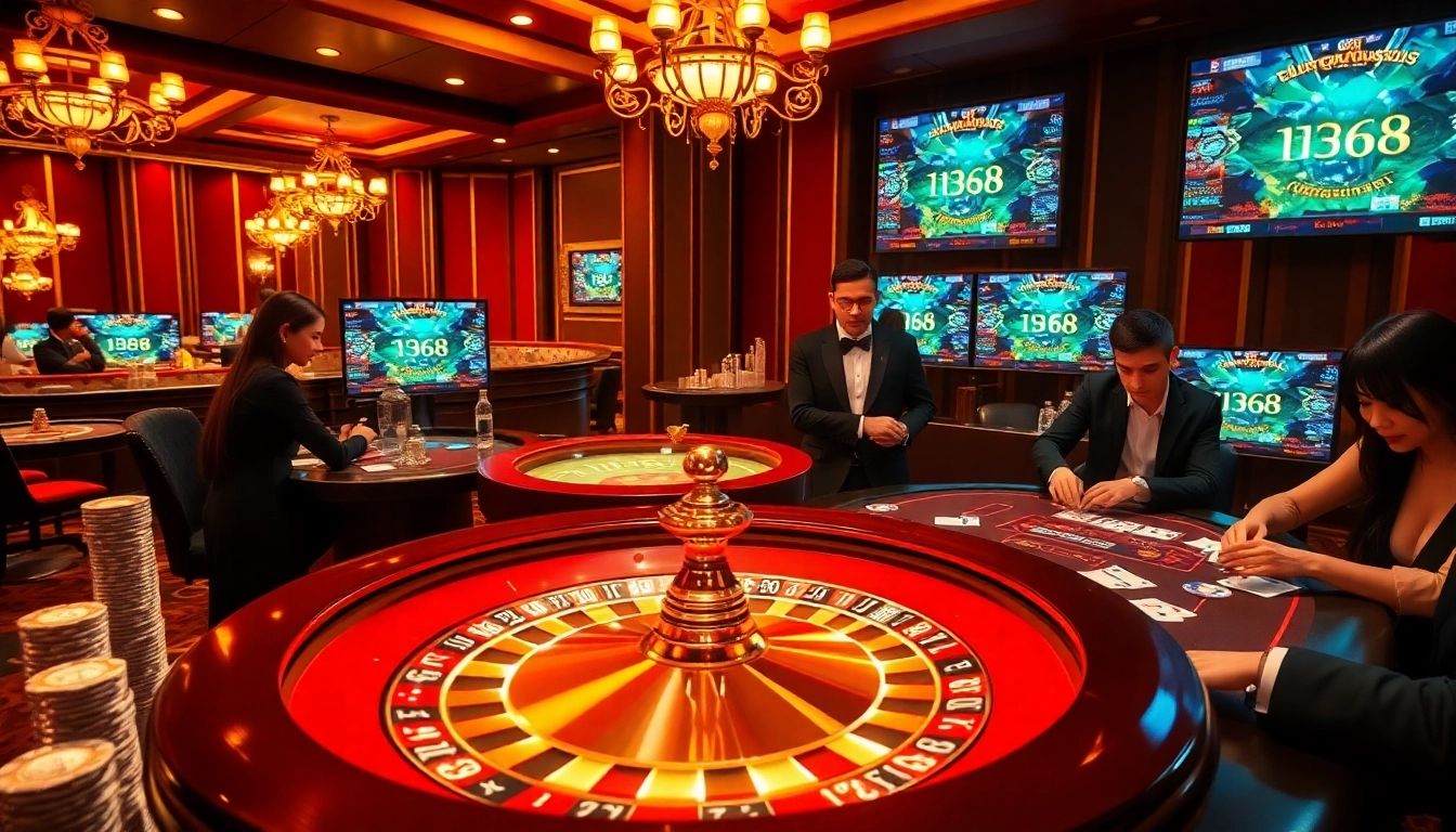 Experience thrilling gameplay at https://win678.art/ featuring luxurious casino tables and engaging players.