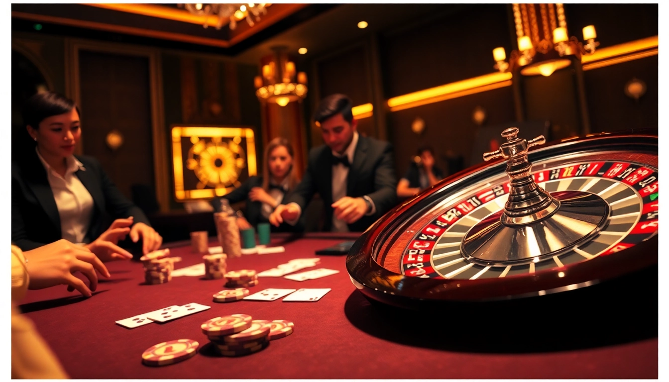 Engage in the excitement of poker and roulette at https://vn789.xyz/, showcasing a luxurious casino atmosphere.