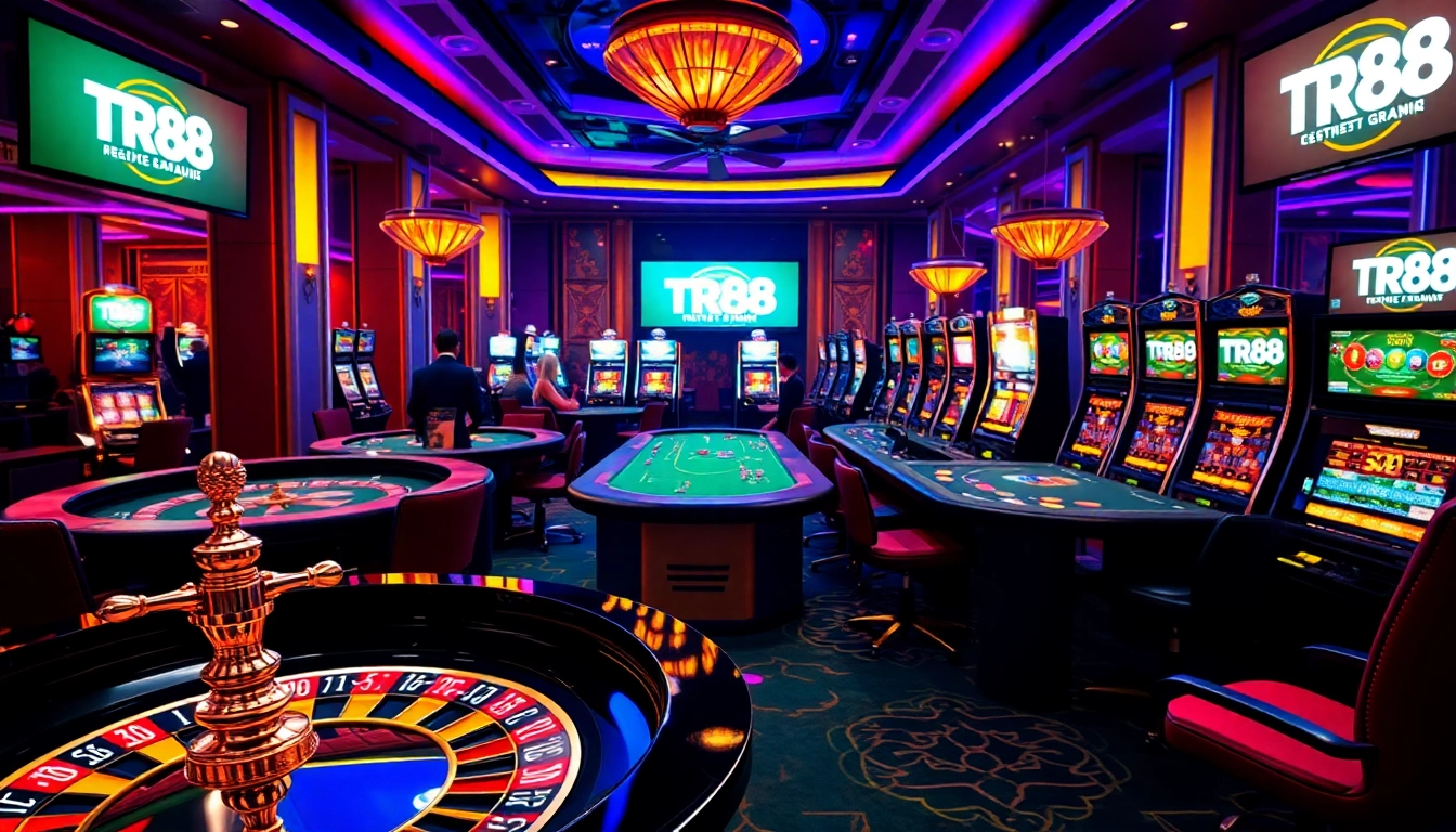 Experience the excitement of gaming at TR88 with vibrant casino tables and lively players.