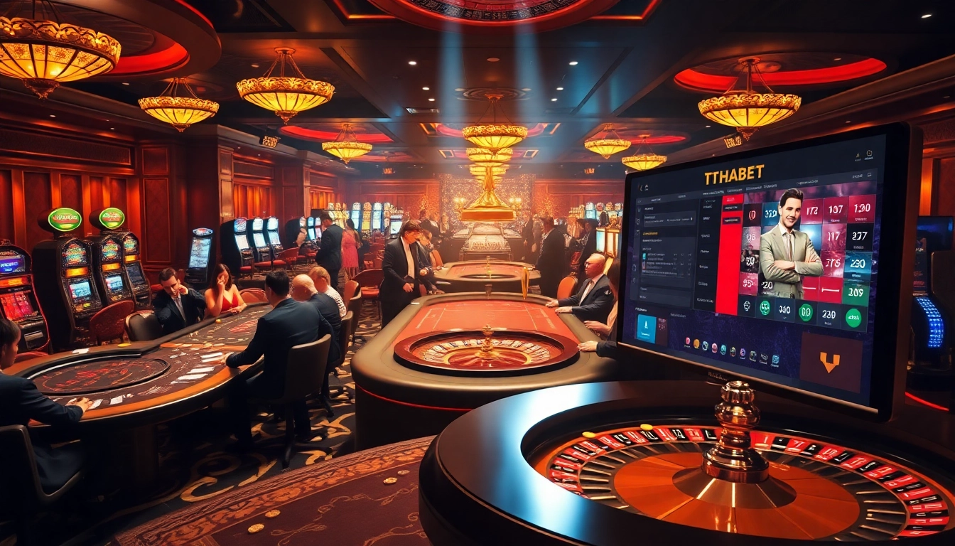 Players enjoying a thrilling game at THABET casino tables, showcasing luxury and excitement.