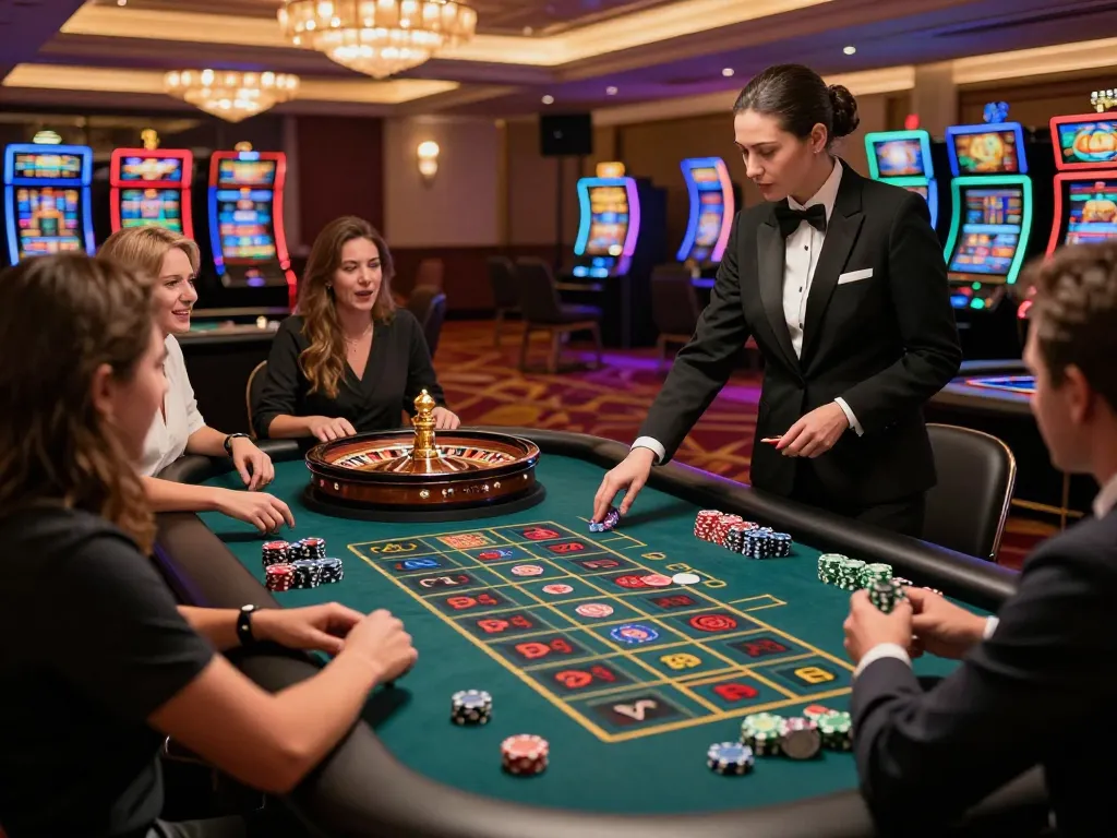 Players enjoying roulette gameplay at Lc88 vin casino, vibrant atmosphere and dynamic action.