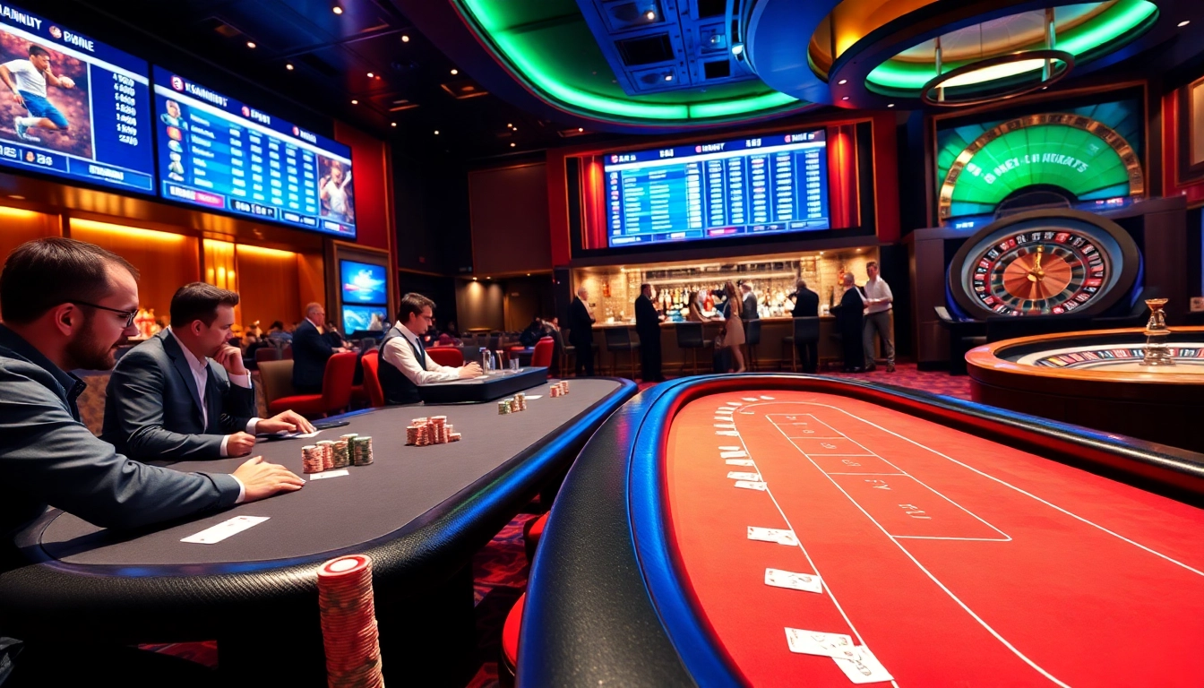 Kèo nhà cái chuẩn odds displayed in a vibrant casino atmosphere with players analyzing sports bets.