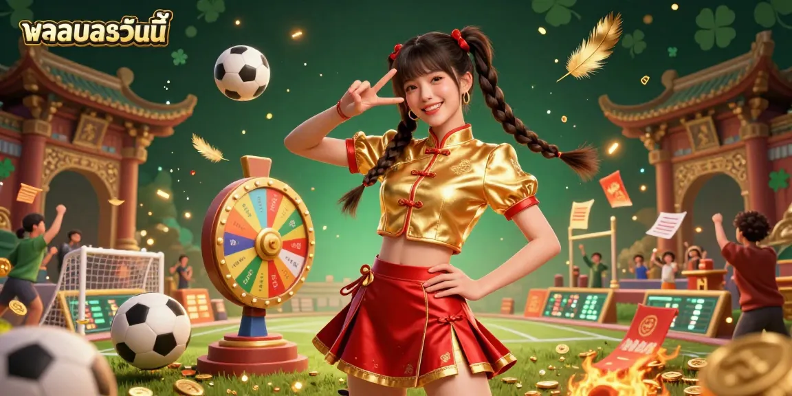 Watch ผลบอลวันนี้ with vibrant sports-themed digital art featuring colorful balls, a prize wheel, and dynamic betting elements.