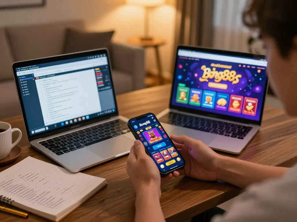 Bong88 user placing bets on a smartphone with engaging UI in a cozy home setting