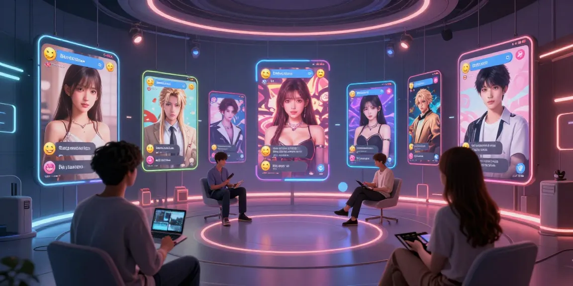 Engaging hentai ai chat interaction with virtual avatars in a vibrant digital space.