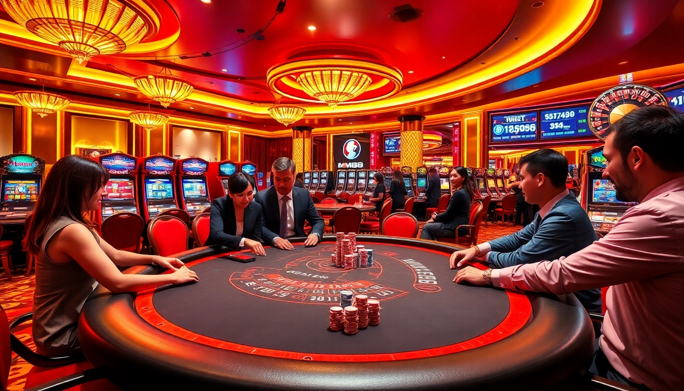 Experience the excitement of MM88 at a luxurious casino table with vibrant gameplay and engaging atmosphere.