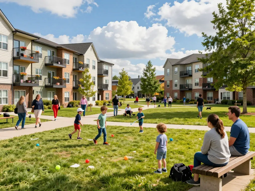 Five88 community scene with families enjoying outdoor activities in a vibrant park setting.