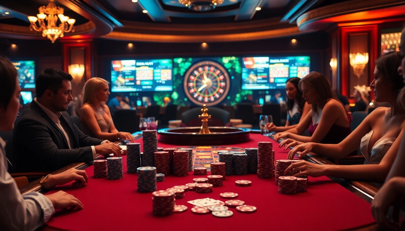 Experience the thrill of gambling at ga6789's luxurious poker table scene with vibrant colors and excitement.