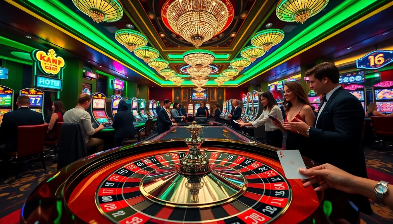Players engaging at a roulette table in a vibrant casino atmosphere featuring https://kong88.win betting excitement.