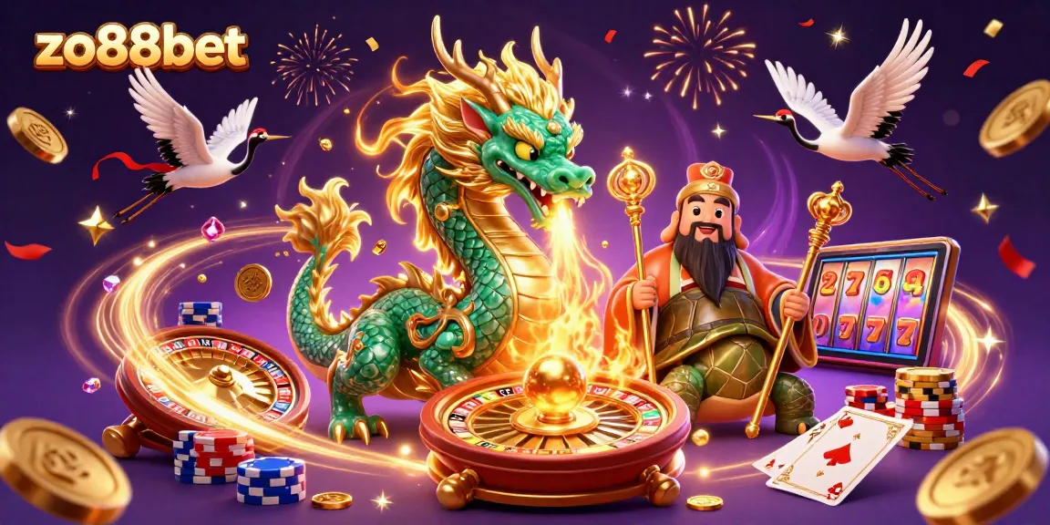 Experience thrilling gameplay at zo88bet with a vibrant casino scene filled with lucky symbols and festive energy.