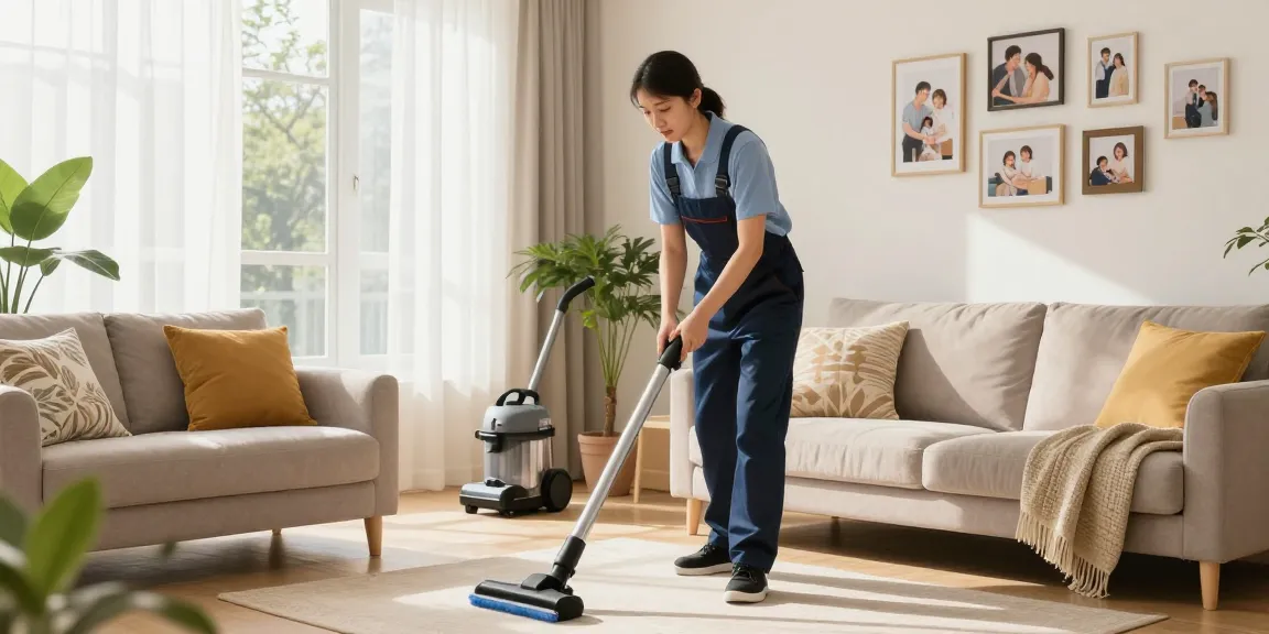 Spotless home cleaning by professionals in Bern, showcasing cleaning supplies and a welcoming living space.