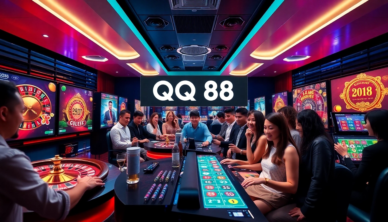 Experience the excitement of QQ88 online betting, showcasing vibrant games in a modern digital casino.