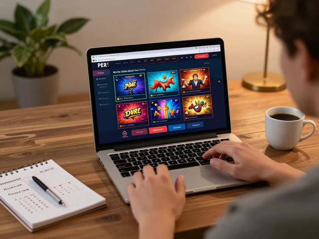 Engaging online gambling at DH88 with interactive gaming options on a laptop.