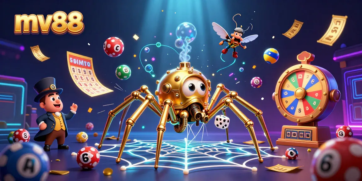 Catch lively action at mv88 with a steampunk spider, golden tickets, and dynamic lottery elements.