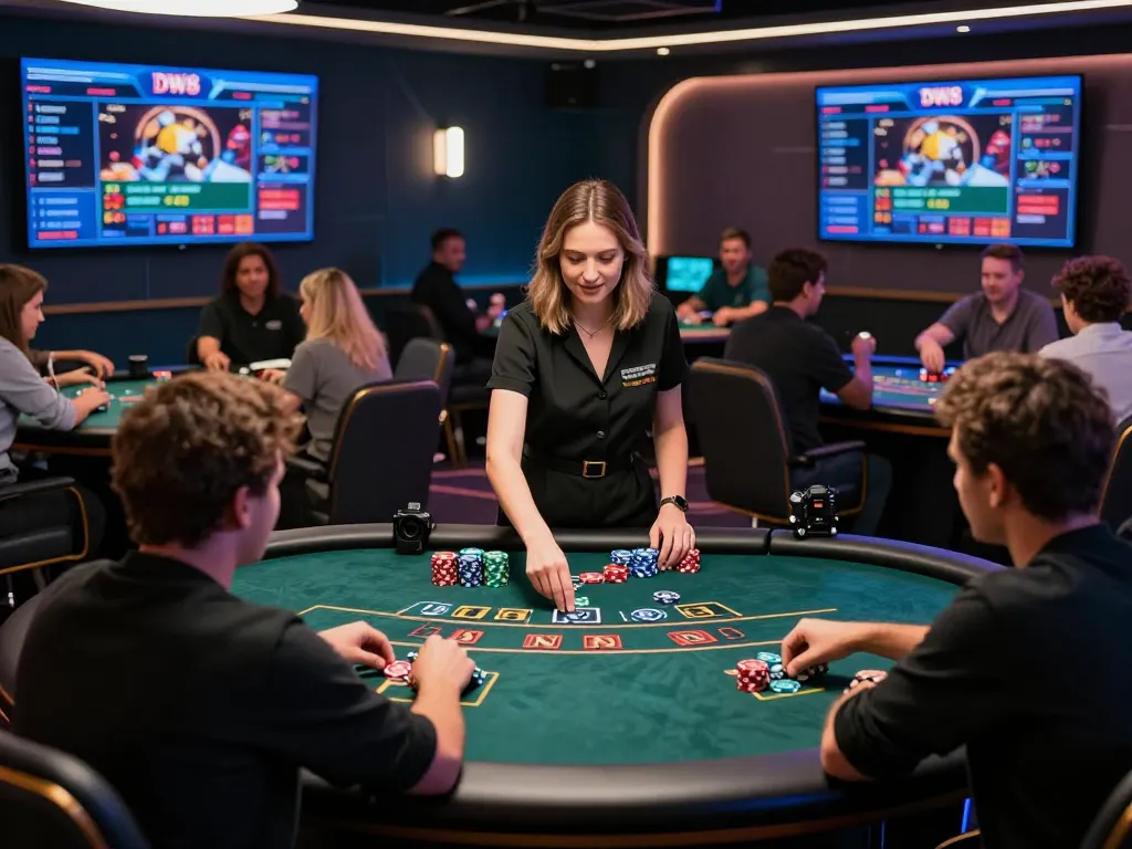 Engaged players strategizing in the exciting world of DW8 blackjack at a live dealer table.