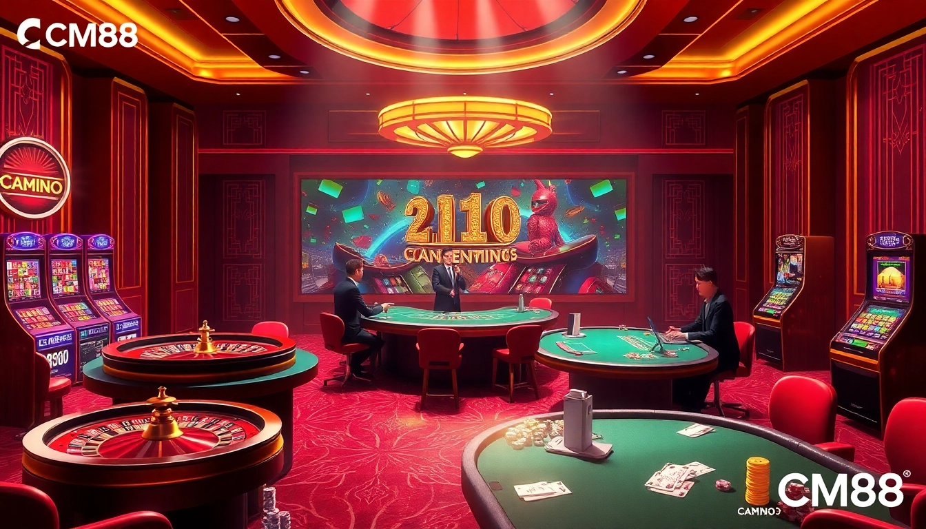 Experience the excitement of Trang Chủ CM88 with vibrant casino tables and immersive online gaming interfaces.