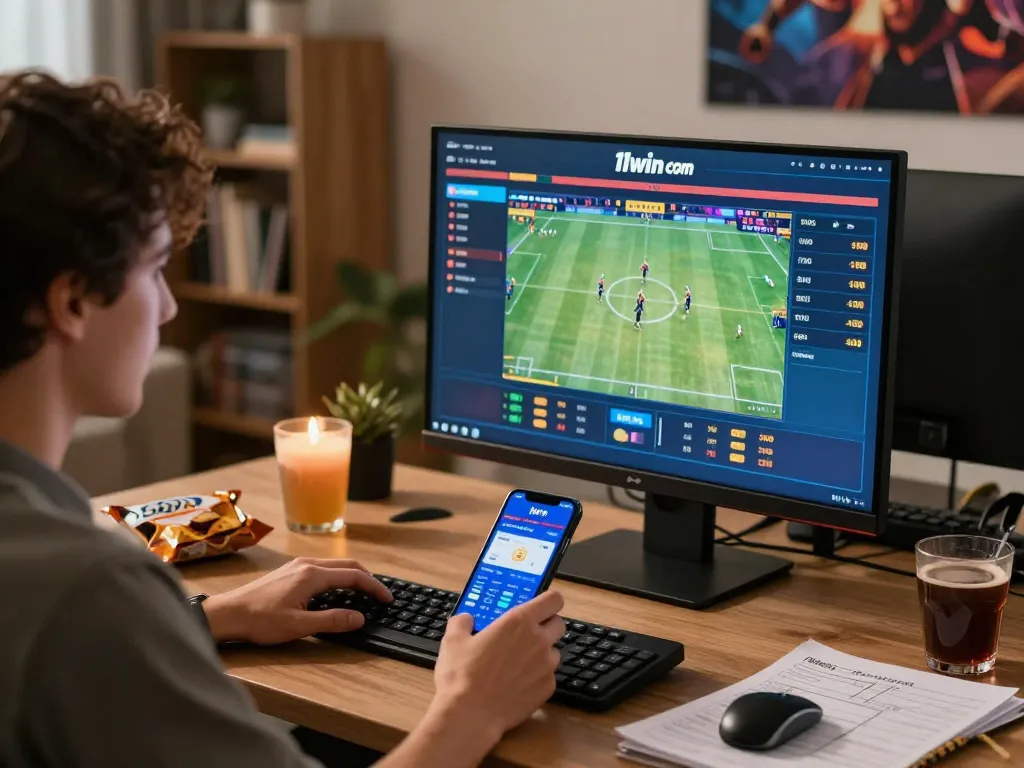 Engaging online sports betting experience with 11win com displayed on screen.