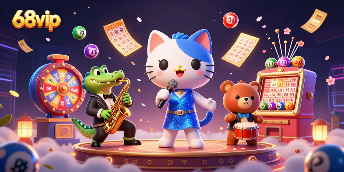 Experience electrifying casino entertainment with 68vip through vibrant lottery elements and captivating characters.