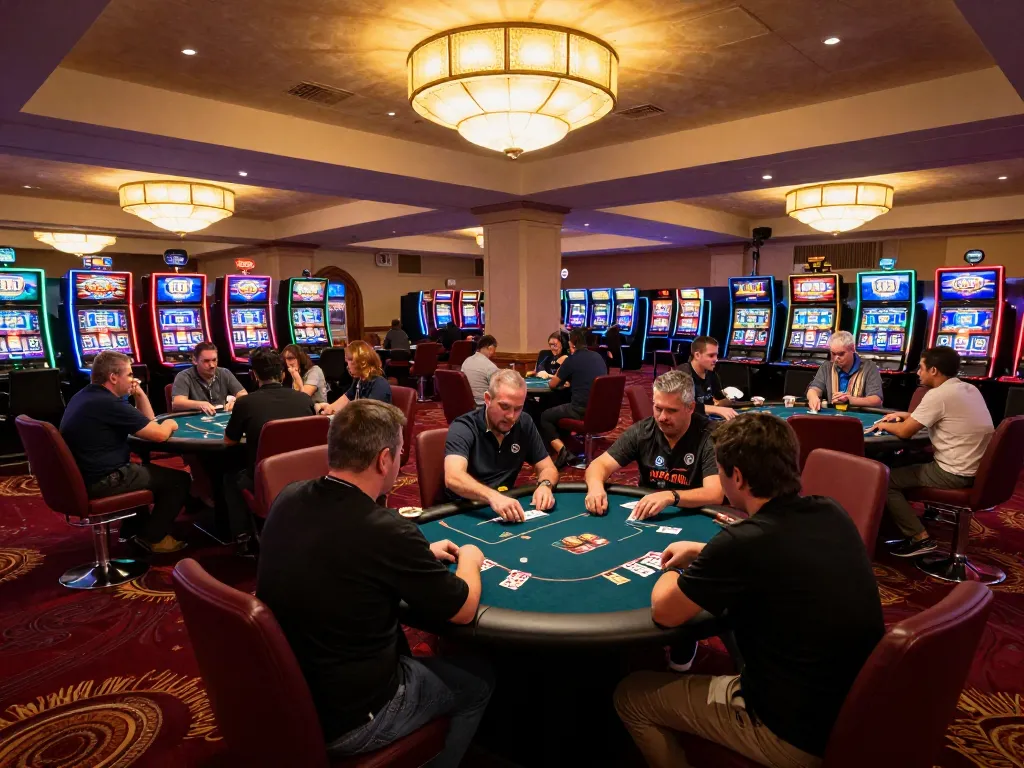 Players enjoying poker at GO8 casino, highlighting strategic gaming experience in a vibrant setting.