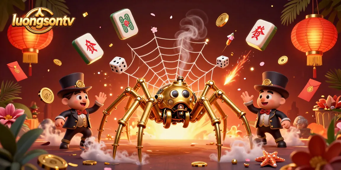 Engage with luongsontv's dynamic online gambling scene featuring a steampunk spider and a charming fly.