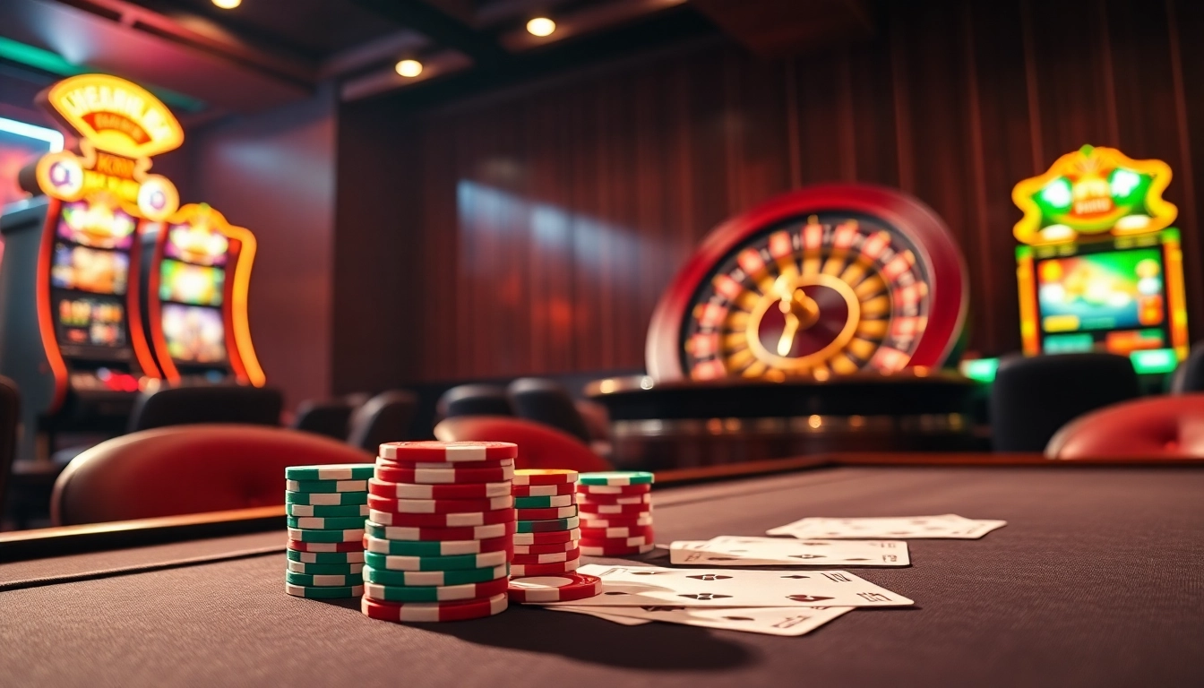 Máy đánh bạc và bàn poker KO66 chiếu sáng một môi trường cờ bạc sôi động, thu hút người chơi.