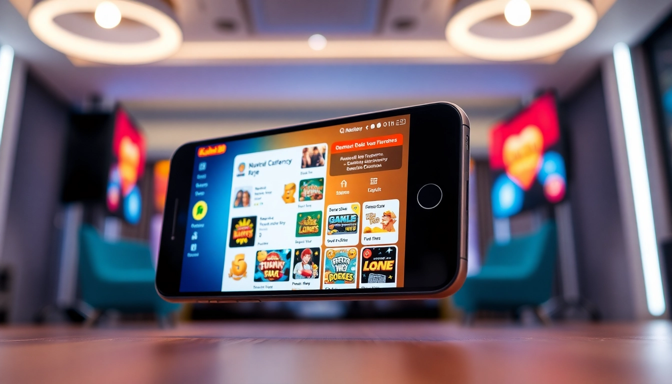 Tải game Kubet88 app showing vibrant smartphone interface with gaming elements and promotional notifications.