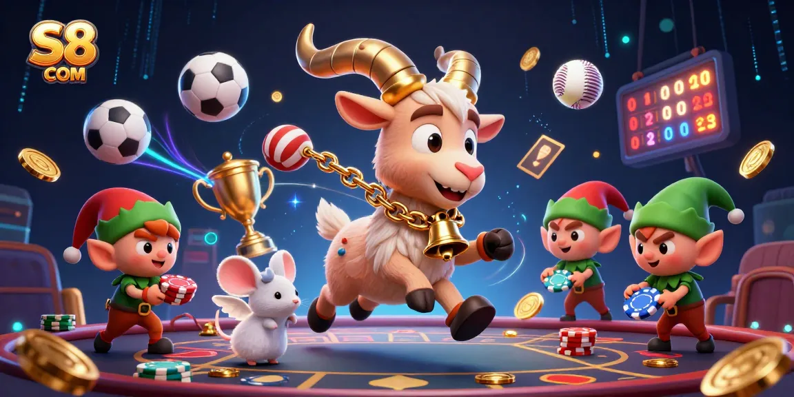 Engage with S8 COM's vibrant casino scene featuring animated characters and dynamic game elements.