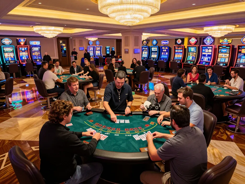 Action-packed gameplay at X88 COM blackjack tables with players and dealers in vibrant casino atmosphere