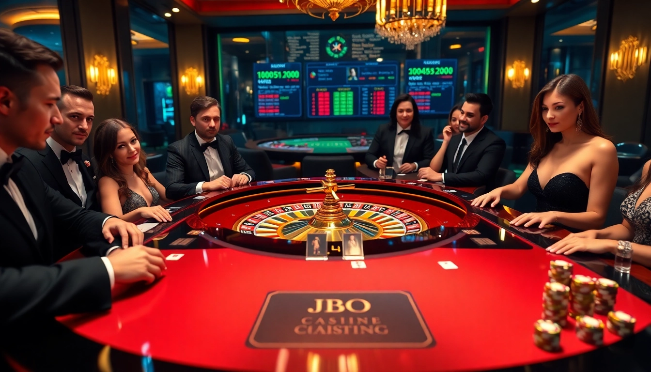 Experience the excitement of JBO in a luxurious casino setting with live betting and glamorous players.