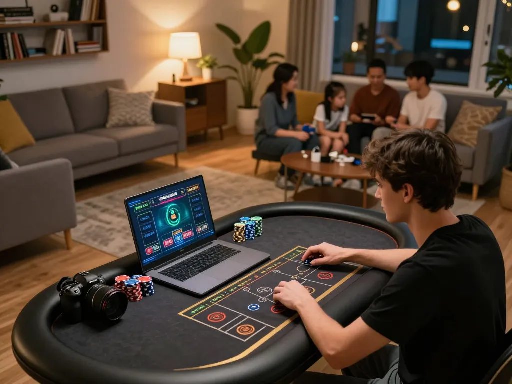 Engaged player utilizing du88 online casino platform for interactive gaming strategy