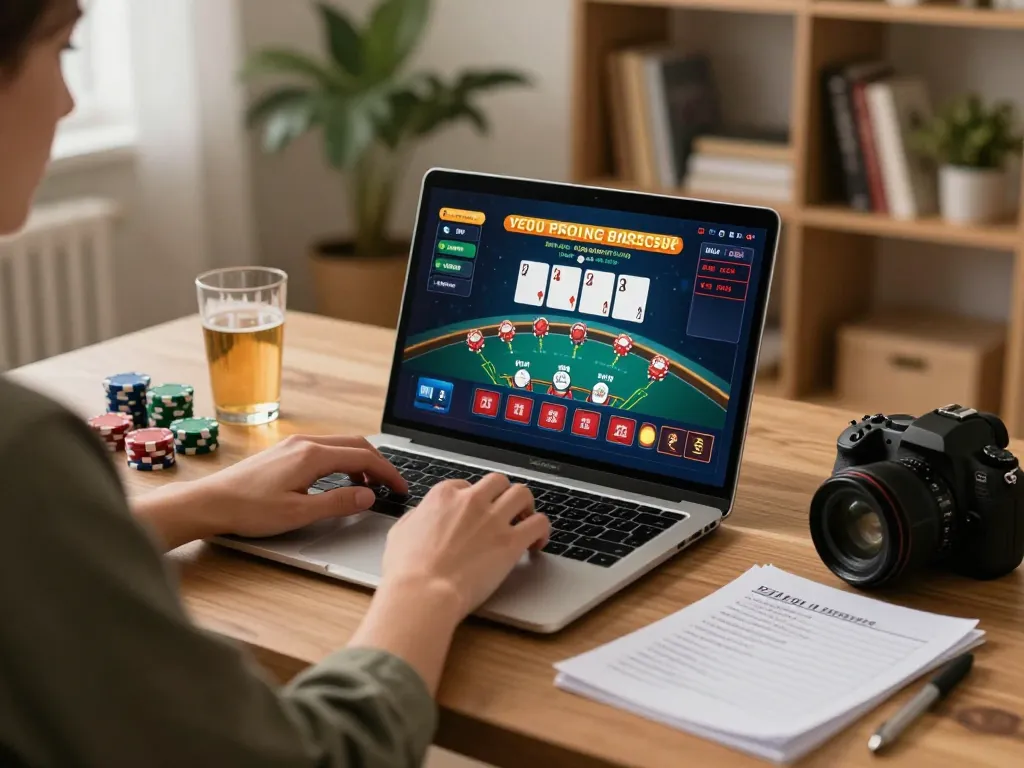 Engaging online blackjack experience at https://sin88.chat/ with strategy notes and chips present.