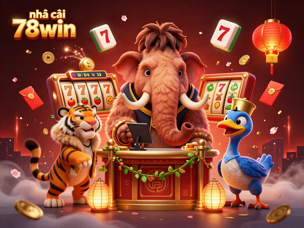 Experience thrilling gaming at nhà cái 78win with vibrant VIP elements in this lively casino illustration.