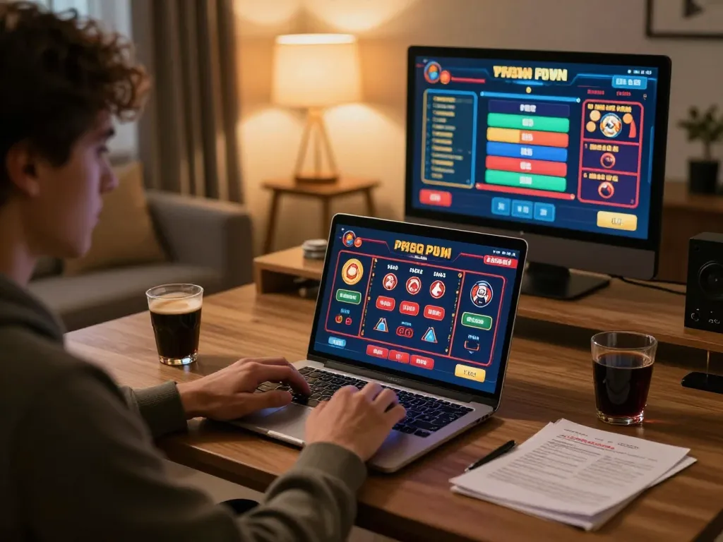 Engaging in online gaming through fly88 platform while tracking betting strategies in a cozy home environment.
