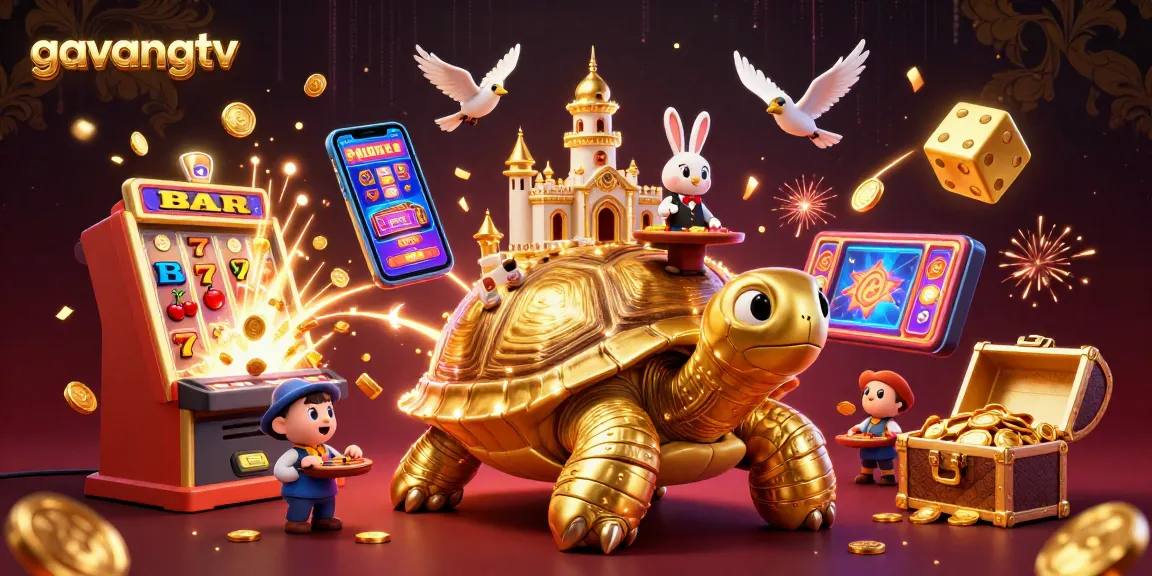 Experience thrilling gameplay with gavangtv as golden tortoise hosts an exhilarating casino game scene!