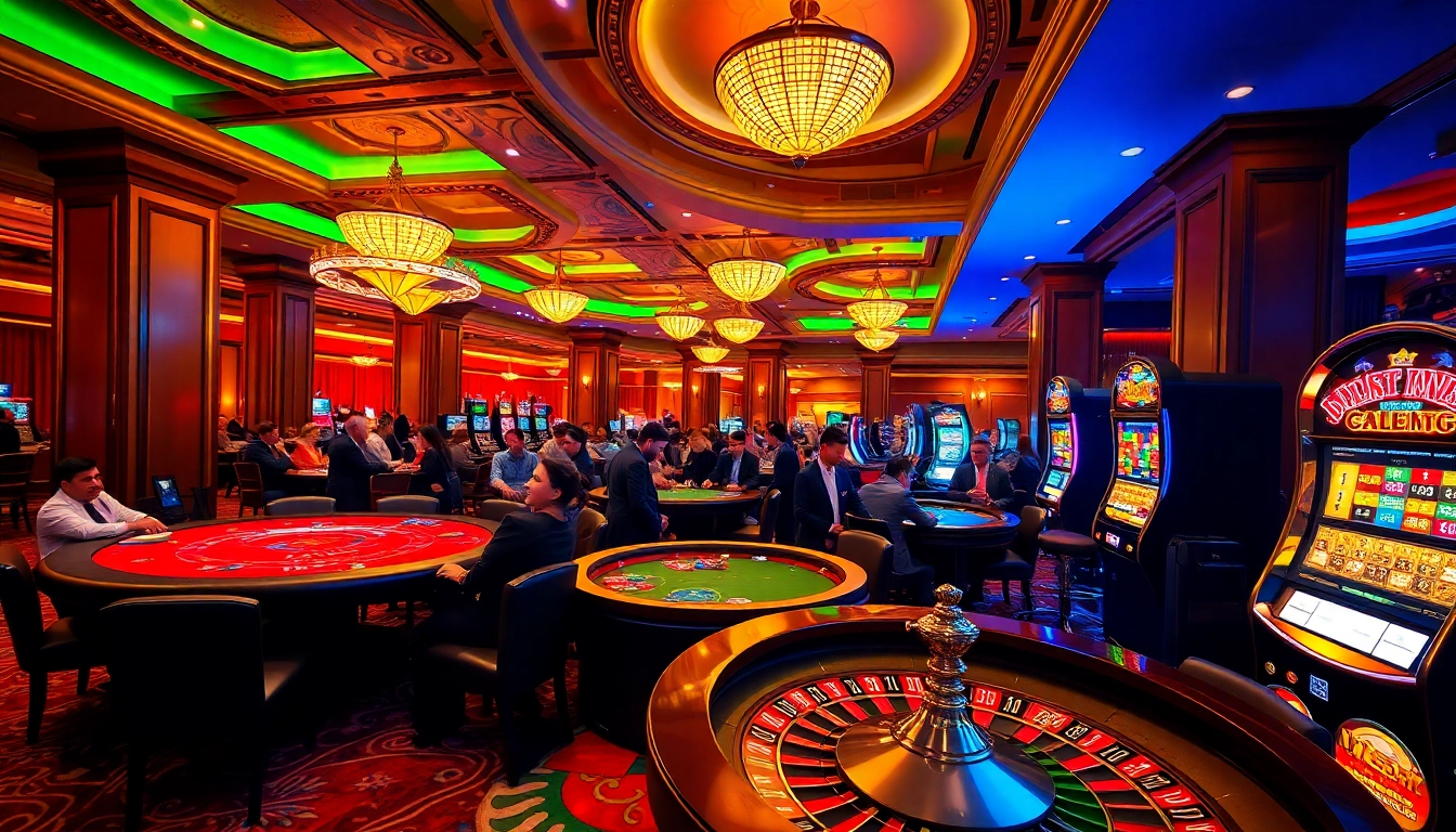 Engaging casino scene showcasing thrilling games available at https://mi88.com.mx/ with vibrant decor and players enjoying their experience.