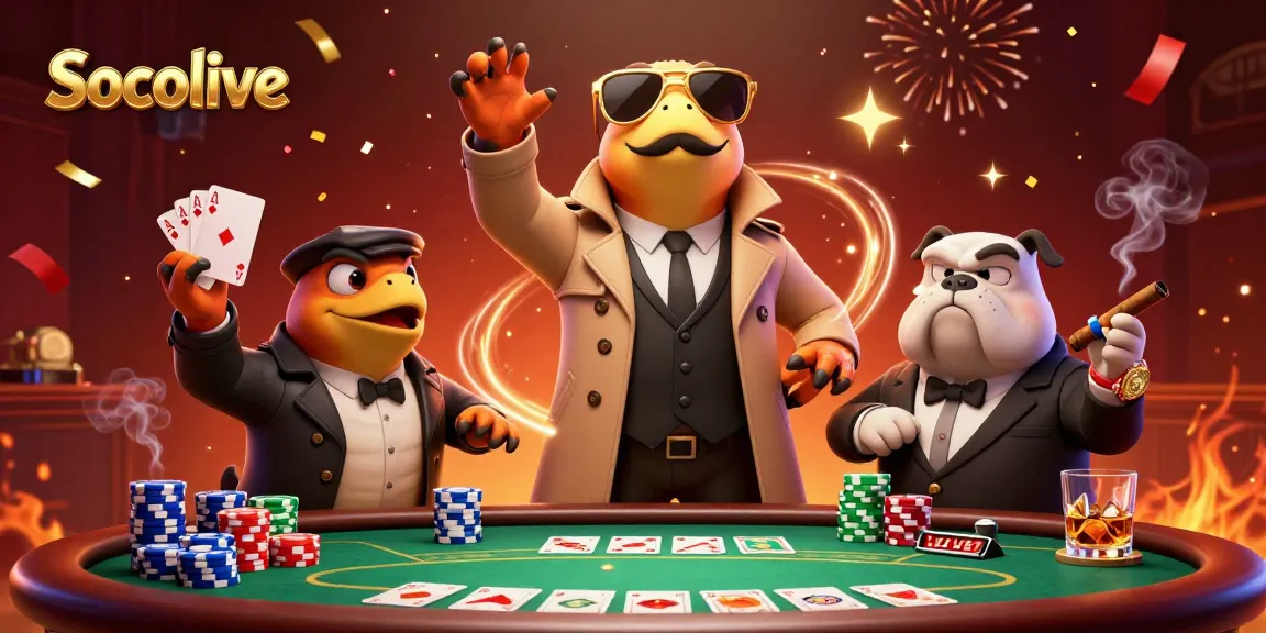 Socolive engages fans with thrilling poker action amidst vibrant casino vibes.