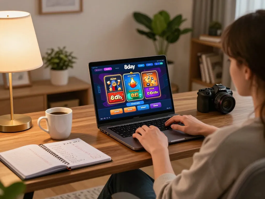 8day online casino gaming experience on a laptop with betting strategies in a cozy home setup